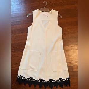 NWOT See by Chloe Snow White Dress with Black Lace Trim